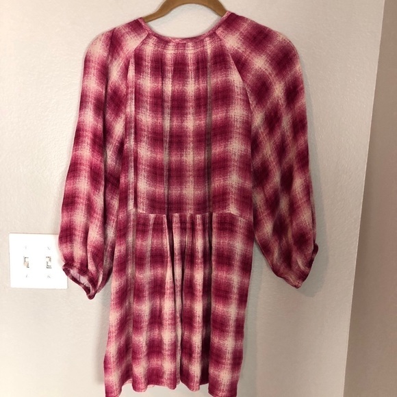 ANTHROPOLOGIE MAEVE Pink Plaid Peasant Blouse - Picture 6 of 8
